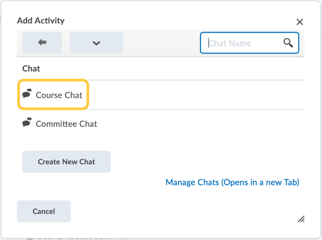 Add Course Chat