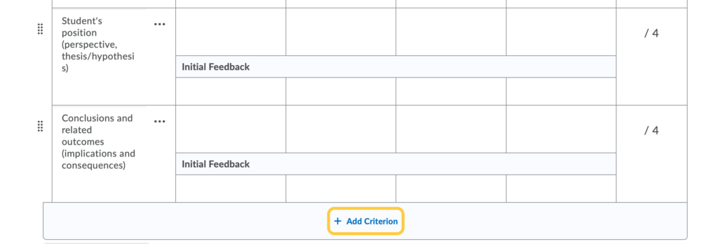Add Criterion to Analytic Rubric