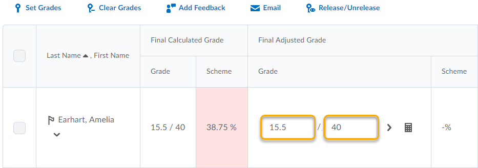 Adjust Grade Final Adjusted Grades
