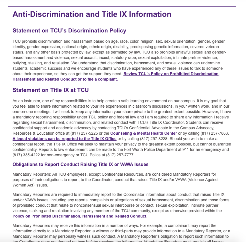 Anti-Discrimination and Title IX Information Preview