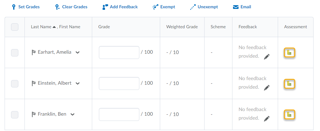 Assessment Icon for Grade Item