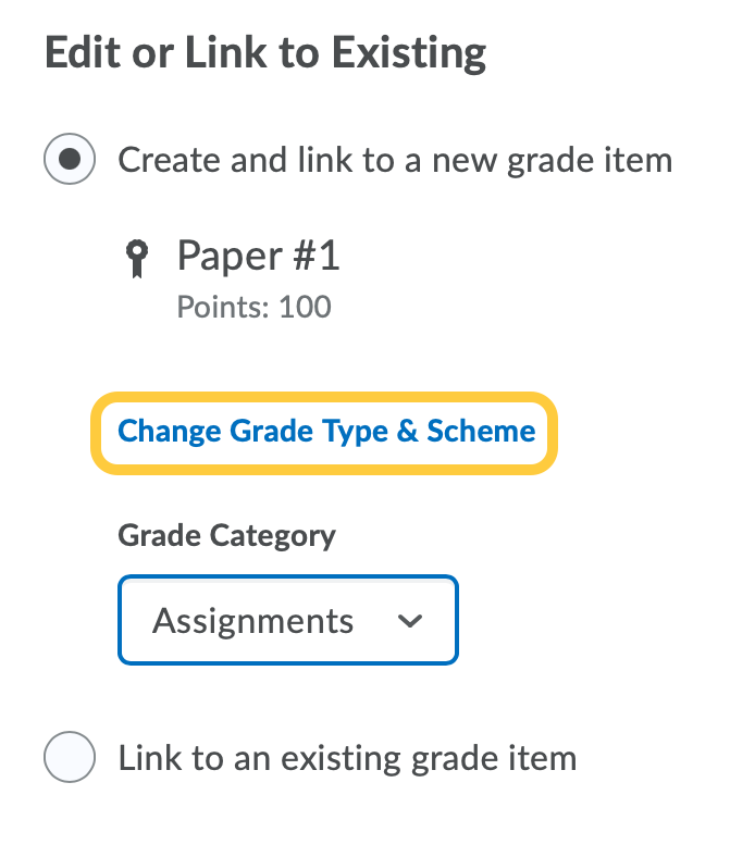 Assignment Grade Item Type