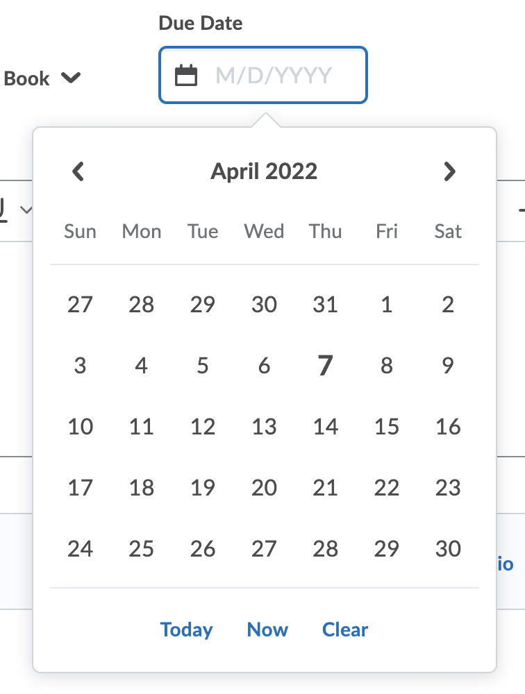Assignments Due Date Calendar