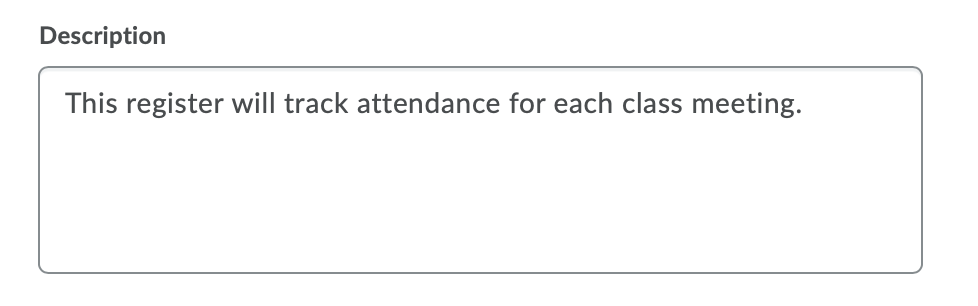 Attendance Register Description