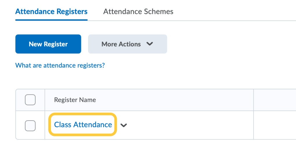 Attendance Register title