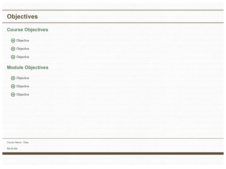 Brown Green Notebook Template Objectives