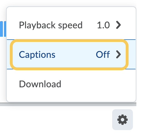 Captions from settings menu audio