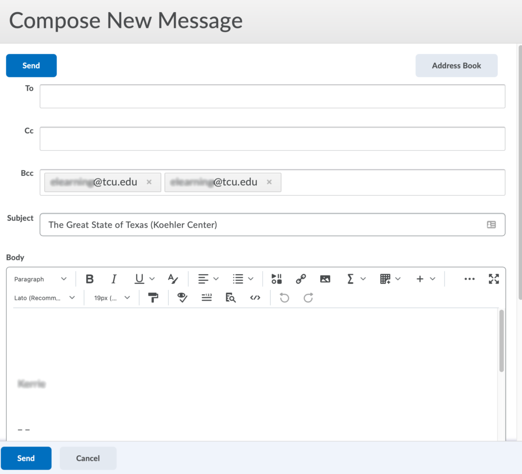 Compose Email to Students with Accommodations