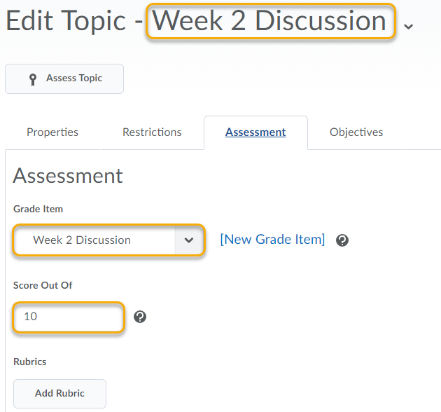 Confirm Discussion Assessment