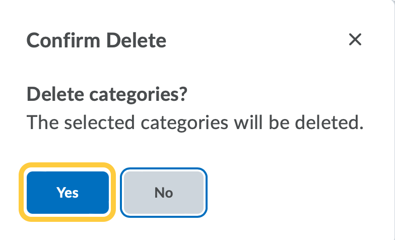 Confirm Intelligent Agent Category Delete