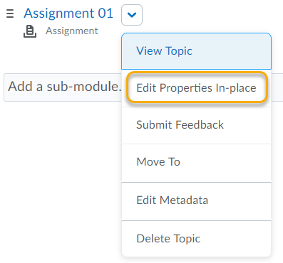 Content Edit Properties in place