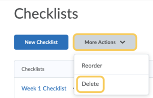 Delete Checklist More Actions