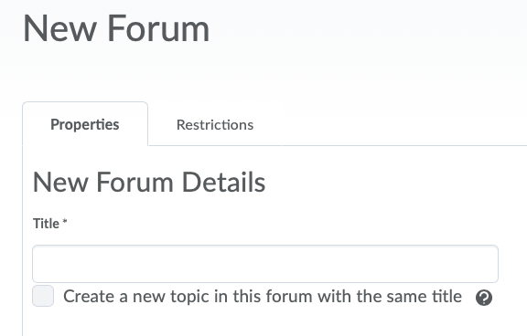 Discussion Forum Name