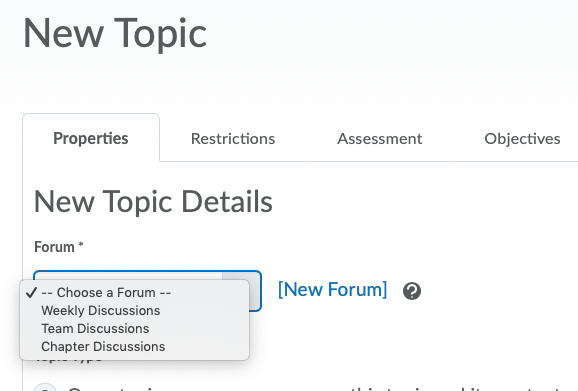 Discussion Topic Choose Forum