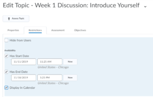 Discussions availability dates