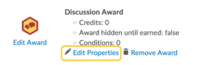 Edit Properties for Award