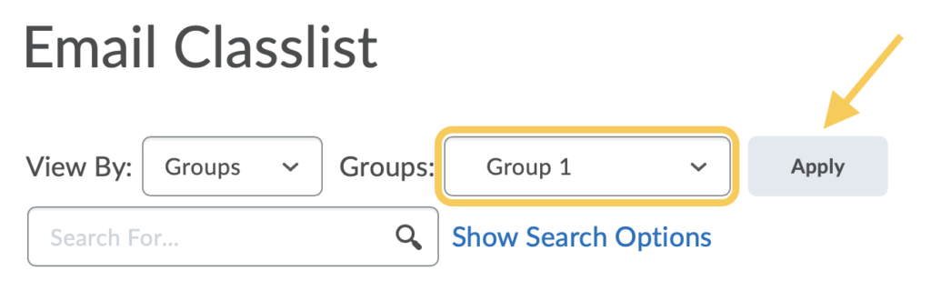 Email Classlist Group Selected