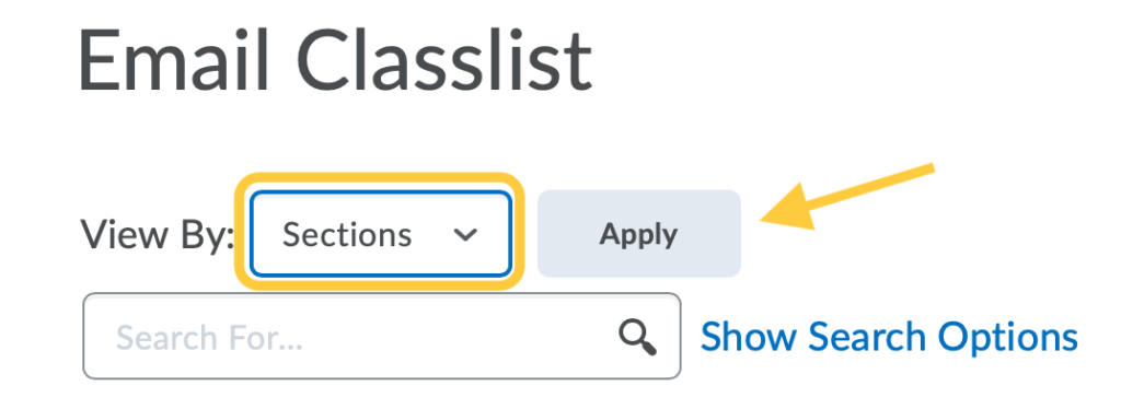 Email Classlist Section filter