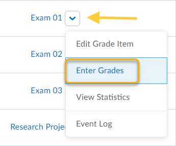 Grade Item Enter Grades