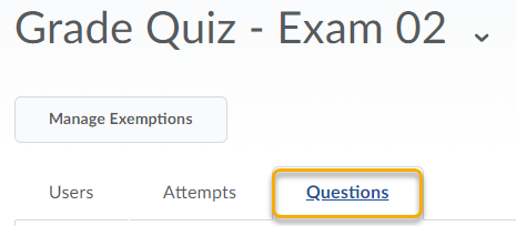 Grade Quiz Question tab