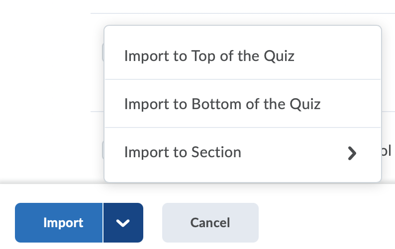 Import Options in Quiz