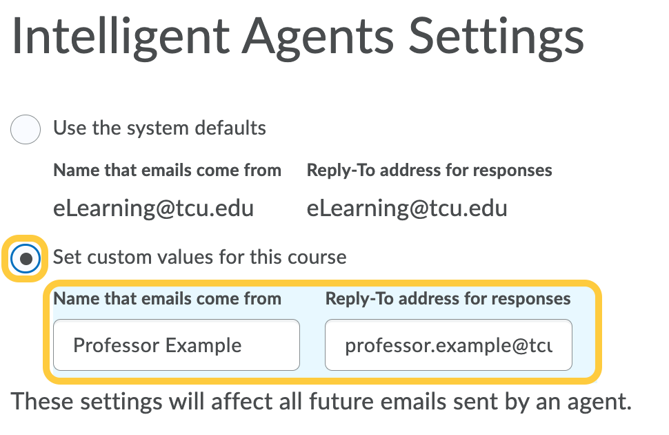 Intelligent Agent Reply To Settings
