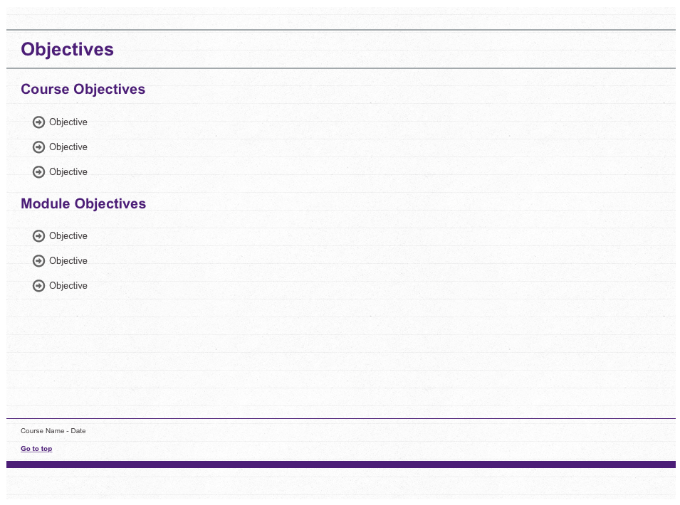 Purple Notebook Template Objectives