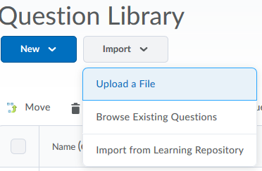 Question Library Import Upload a File