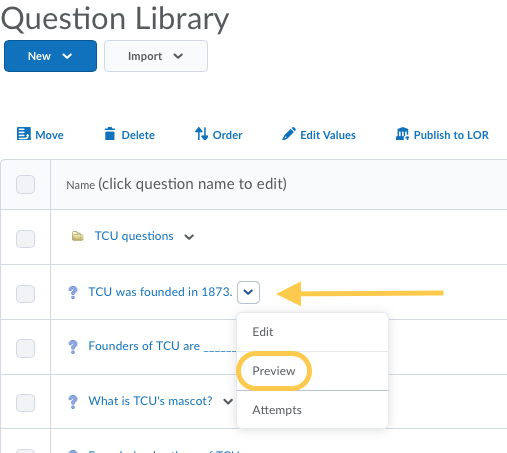 Question Library Preview