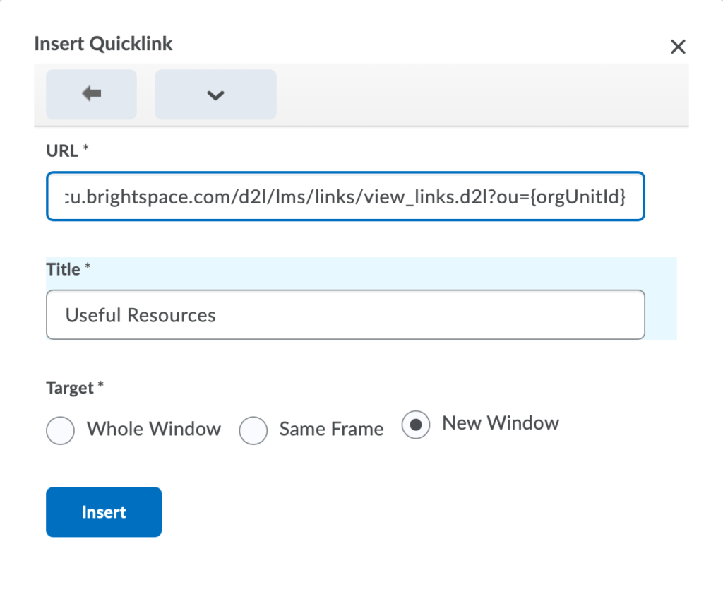 Quicklink URL to Links tool