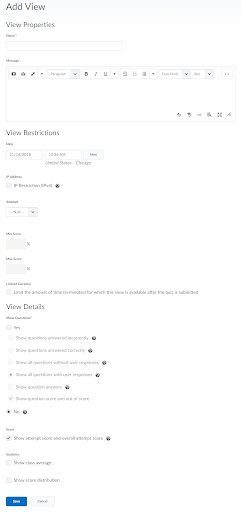 Quiz New Submission View Options