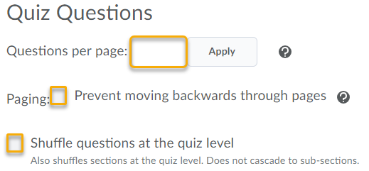 Quiz Question options