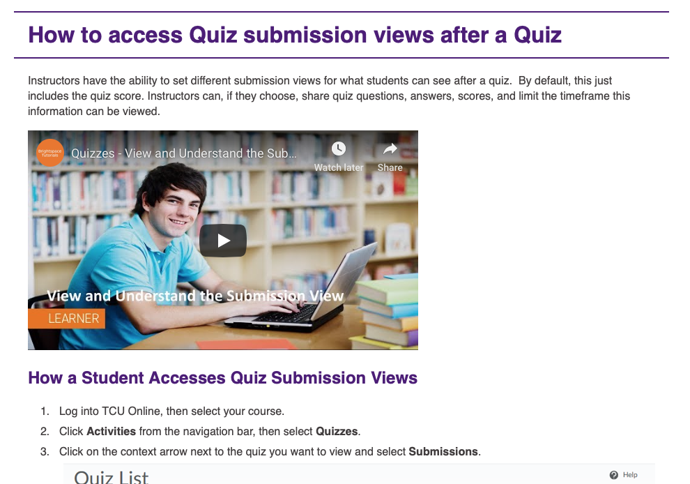 How to access Quiz submission views after a Quiz