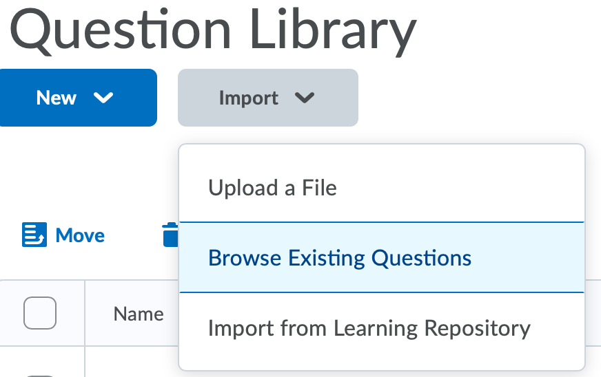 Import questions from existing questions in the question library