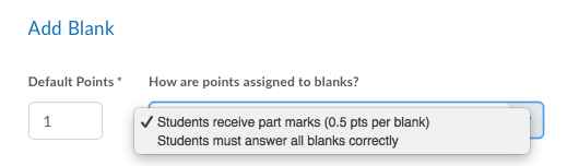 short answer question how points are assigned to blanks
