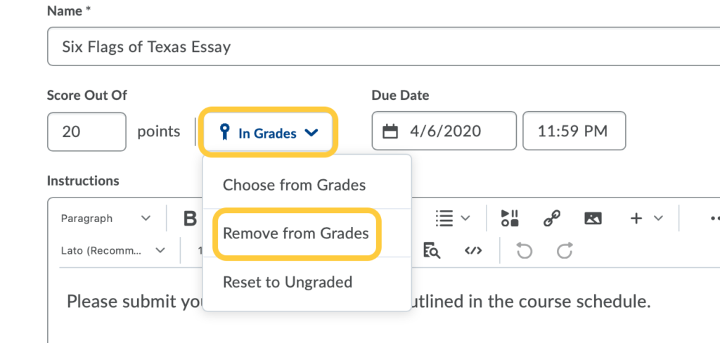 Remove From Grades
