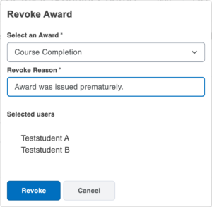 Revoke Award + Reason