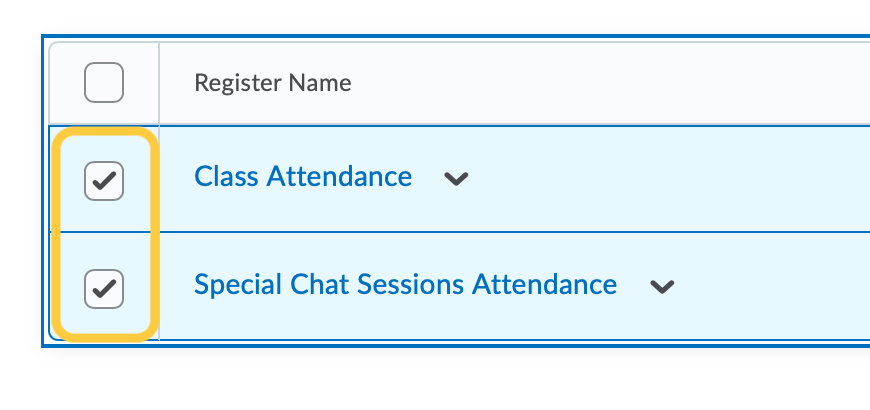 Select Attendance Registers