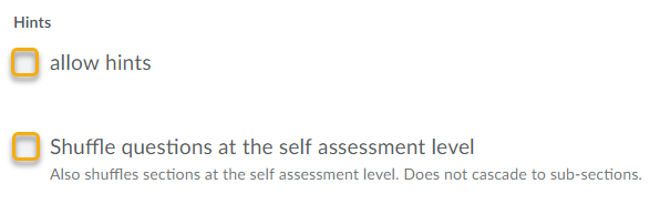 Self Assessment Hints and Shuffle Questions