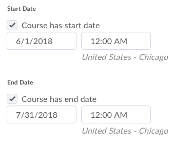 Start and End Dates