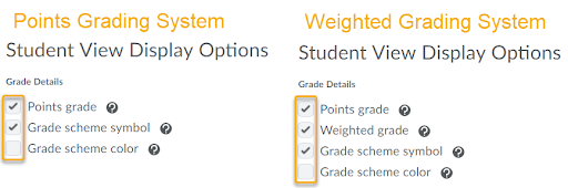 Student View Display Options