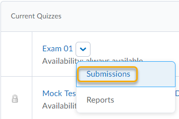 Student Submission Views in a Quiz