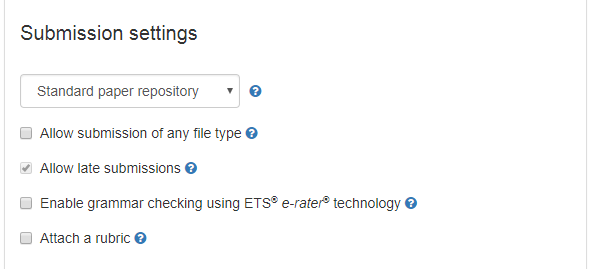 Submissions Settings in TurnItIn