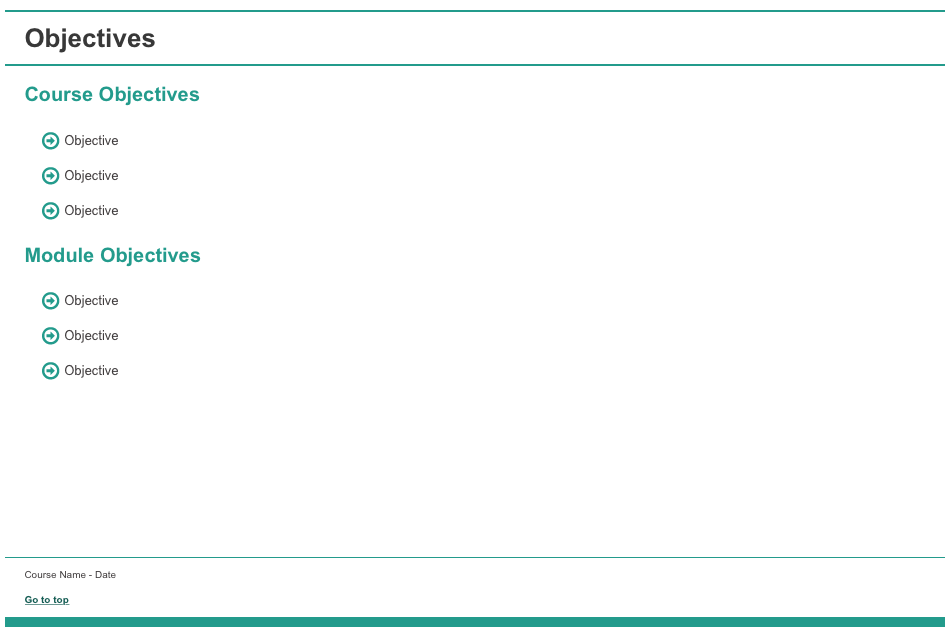 Teal Grey on White Template Objectives