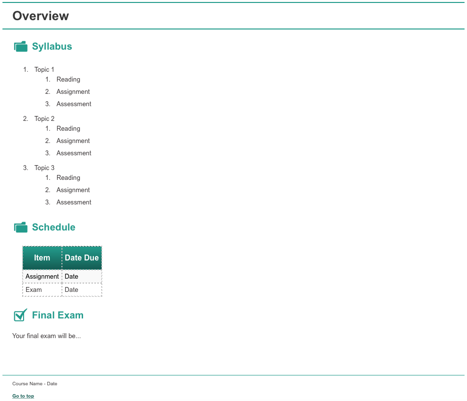 Teal Grey on White Template Overview