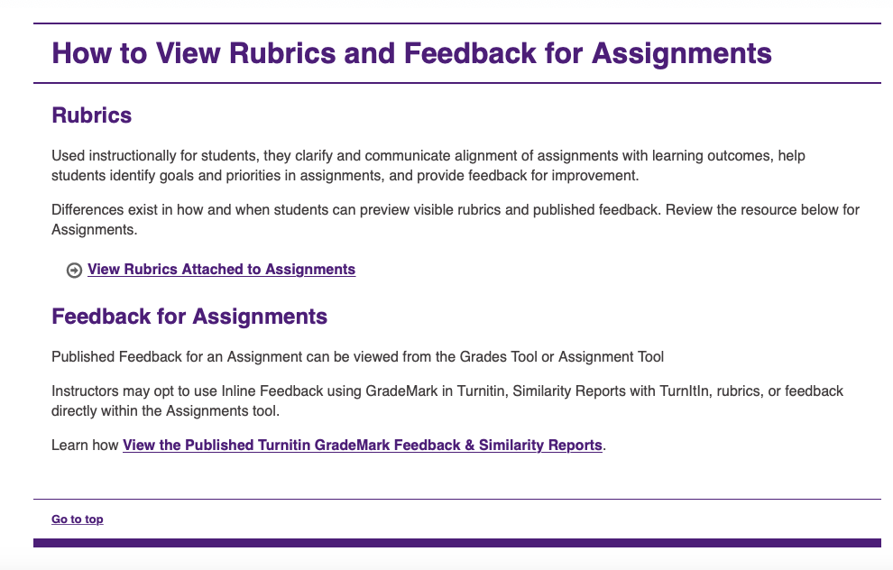 How to View Rubrics and Feedback for Assignments