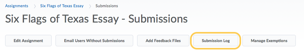View Submission Log button