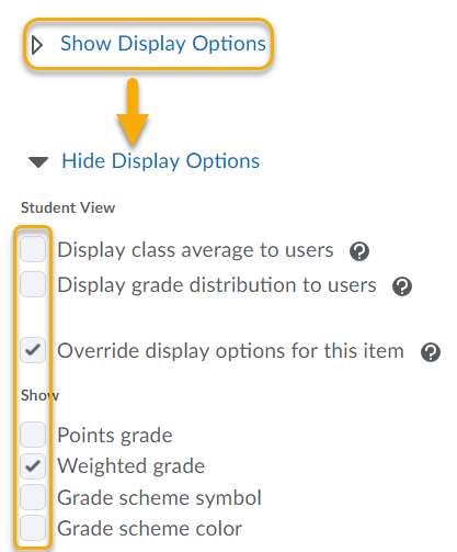 Override Display Options