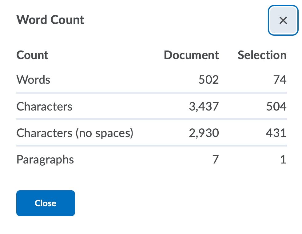 Word Count Details