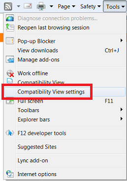 compatibility view settings